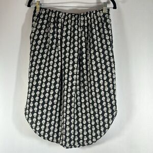 Madewell Silk Island Black & Cream Floral 100% Silk Skirt